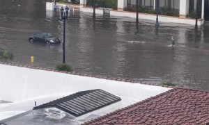 Tesla Plows Through Floodwaters