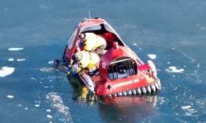 Firefighters rescue two deer that fell through ice
