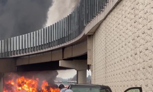 Massive Fire Blocks Freeway in Ohio