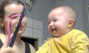 Baby Giggles At Flopping Shoes