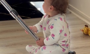 Cute Kiddo Loves Riding on the Vacuum