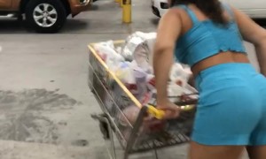 Shopping Cart Gets Turned Upside Down