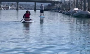 Paddleboarding With Upside-Down Paddle