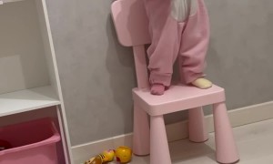 Girl Laughs Before Taking a Tumble