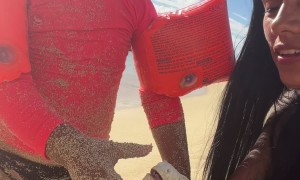 Iguana Bites Baby Beachgoer