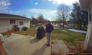 Leashed Dog Accidently Clotheslines Grill