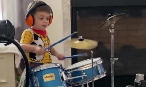 Talented kid shows his journey growing up with drums