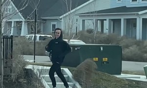 Man Has Fun With Tumbleweeds During Windstorm