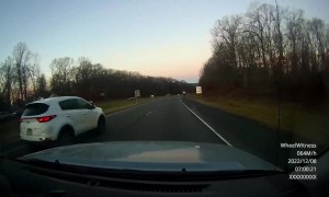 Impatient Driver Tries Passing on Shoulder and Crashes