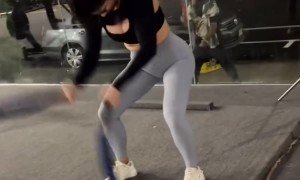 Passerby Copies Woman's Workout