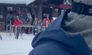 Moose on the run at Jackson Hole Resort