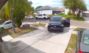 Girl Exits Vehicle Without Putting it into Park
