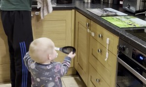 Childproofing Can't Stop Two-Year-Old From Helping in the Kitchen