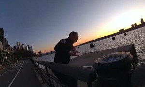 Policeman jumps into chilly Hudson River to rescue woman