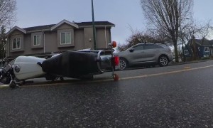 Motorcyclist Crashes After Car Cuts Him Off