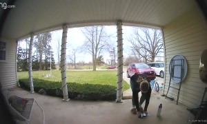 Teen Trips Going Up Stairs