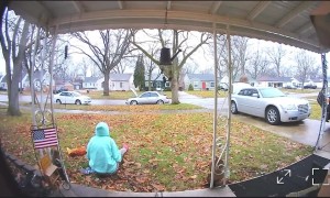 Woman Trips on Rotten Pumpkin on Her Way Out