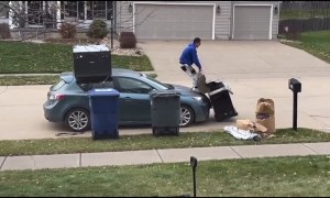 Man Damages His Car While Loading Up Grill