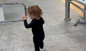 Toddler Loses Against Supermarket Mechanical Gate