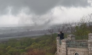 People Watch Tornado Touch Down Over Omaha Airport