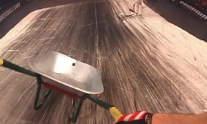 Insane Inline Skate Trick With Wheelbarrow