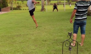 Kicked Ball Knocks Down Chandelier