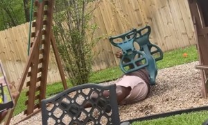 Big Guy Breaks Playset Swing