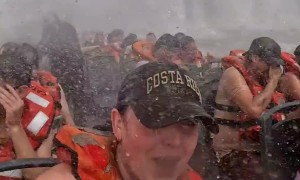Tourists' Boat Goes Directly Into a Waterfall