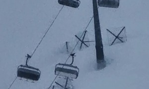 Strong Winds Hit Ski Lift