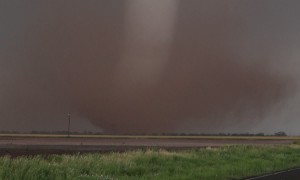 Tornado Filmed Close to Road in Hodges, Texas