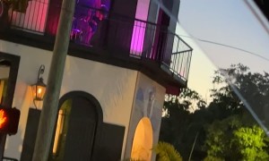 Kid Catches Sight of Adult Performance in Window