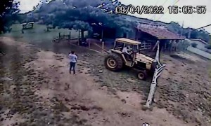 Grandfather Saves Child from Tractor's Wheel