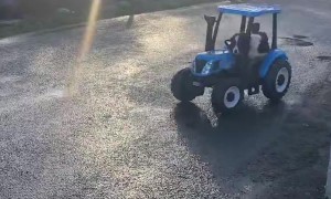 Farm Dog Takes a Ride in RC Tractor