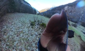 BASE Jumper's Helmet Falls Off Mid-Flight