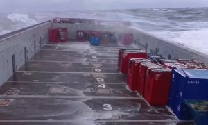 North Sea Waves Batter  Ship