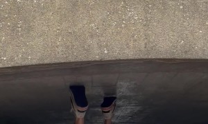 Canterbury Boat Rider Kicks Bridge Away