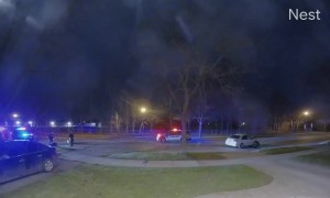 Security Camera Captures Late-Night Car Crash