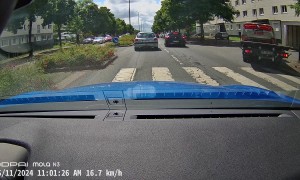 Impatient Driver Clips Turning Trailer