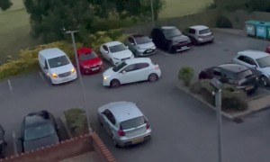 Driver Crashes Into Other Cars While Leaving Parking Lot