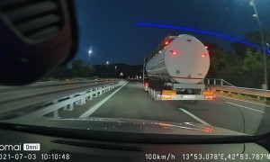 Truck Driver Nearly Crushes While Avoiding Incoming Car