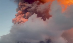 Beautiful Eruption of the Mount Stromboli Volcano