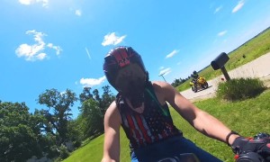 Motorcyclist's Grassy Dismount