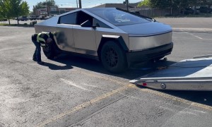 Defective Cybertruck Towed Away