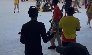 Soccer Fans Rush Through Gates at Hard Rock Stadium
