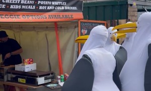 Street Seagulls Discover Fish Food Stall At Glastonbury