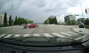 Turning Tesla Collides With SUV