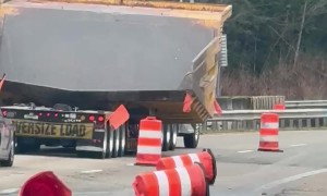 Wide Load Knocks Over Cones