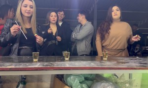 Hair Catches Fire From Flaming Shots