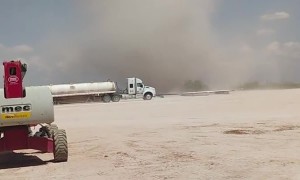 Large Dust Devil on Worksite