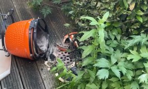Clumsy Man Knocks Over BBQ Grill
